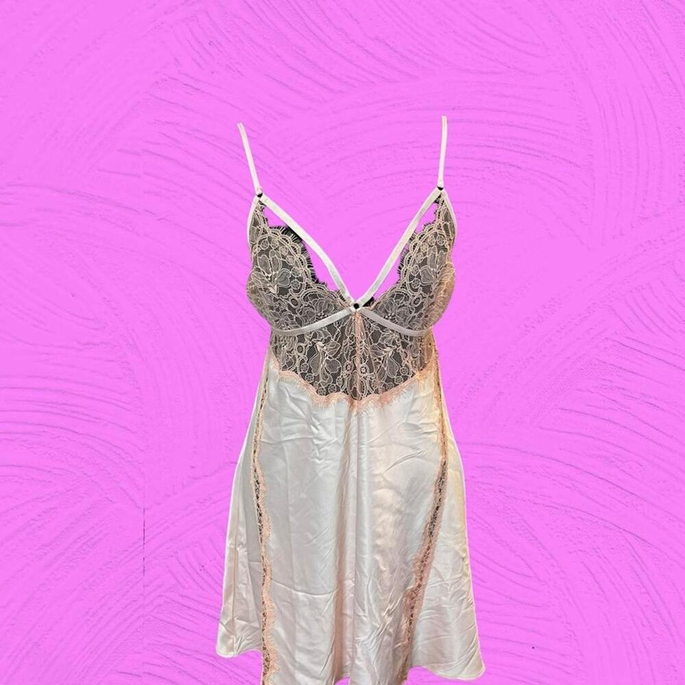 Victorias secret champagne satin lace lingerie